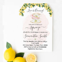 Tea Bridal Shower Lemons Pink Summer Invitation