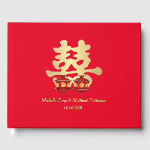 Tea Ceremony Double Happiness Chinese Wedding Guest Book
