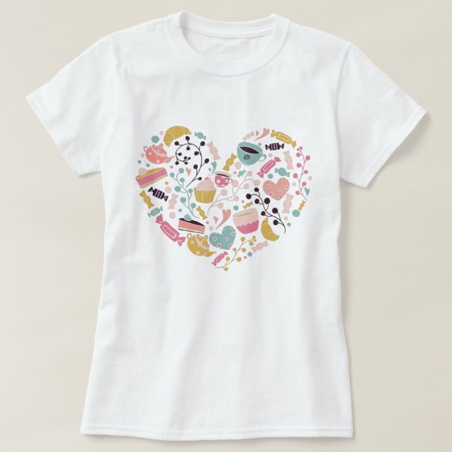 Tea/Coffee and Sweets Love T-Shirt (Design Front)