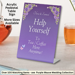 Tea Coffee Table Purple Acrylic Pedestal Sign