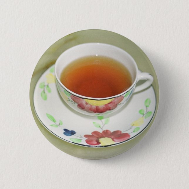 Tea cup 6 cm round badge (Front)