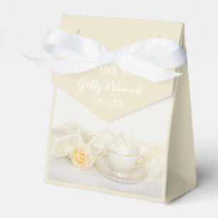 Tea Cup and White Rose Wedding Favour Box