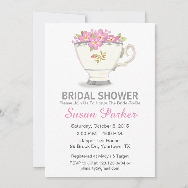 Tea Cup Bridal Shower Invitation (Front)
