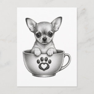 Tea Cup Chihuahua Puppy  Holiday Postcard
