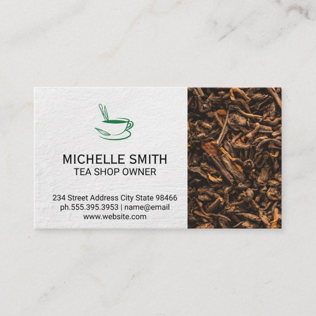 Tea Cup | Dried Tea Leaves Business Card (Front)