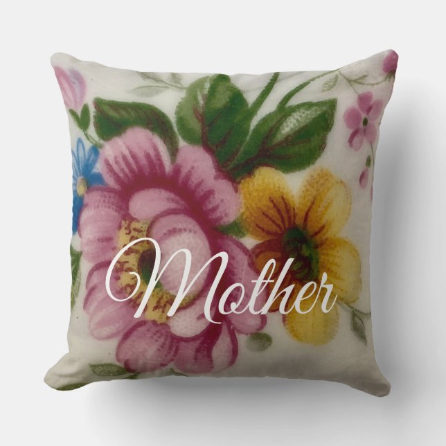 Tea Cup Floral Bouquet Cushion (Front)