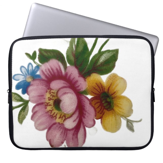 Tea Cup Floral Bouquet Laptop Sleeve (Front)