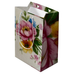 Tea Cup Floral Bouquet Medium Gift Bag
