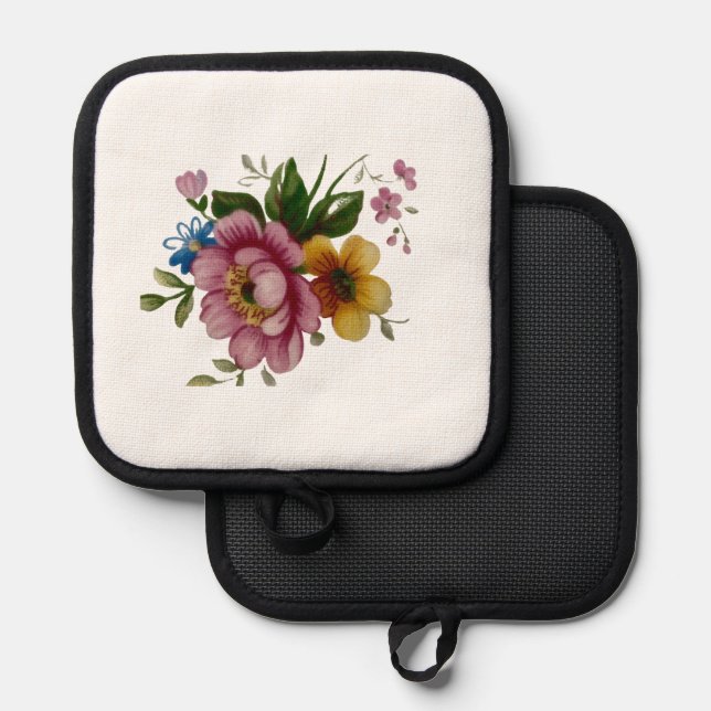 Tea Cup Floral Bouquet  Pot Holder (Front/Back)