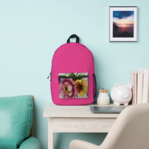 Tea Cup Floral Bouquet Printed Backpack