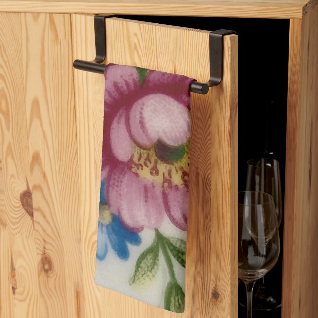 Tea Cup Floral Bouquet  Tea Towel (Thirds Fold)