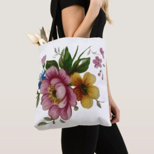Tea Cup Floral Bouquet Tote Bag