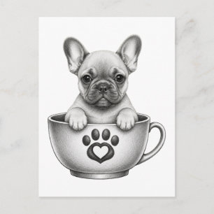 Tea Cup French Bulldog Puppy Holiday Postcard