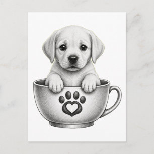 Tea Cup Labrador Retriever Puppy  Holiday Postcard