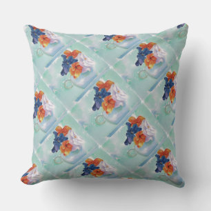 TEA CUP PANSIES PATIO PILLOW
