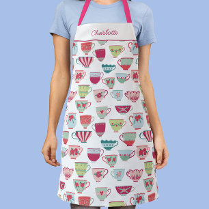 Tea Cup Pattern Personalized Apron