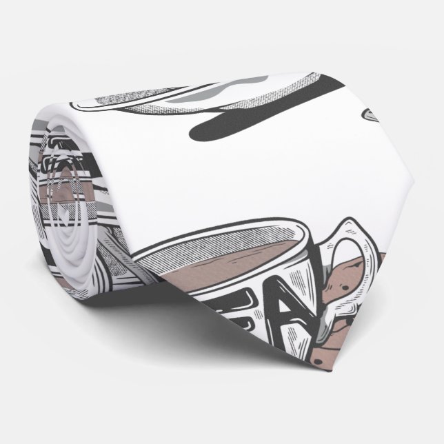 tea cup PATTERN WITH SPOON ALL TRANS Tie (Rolled)