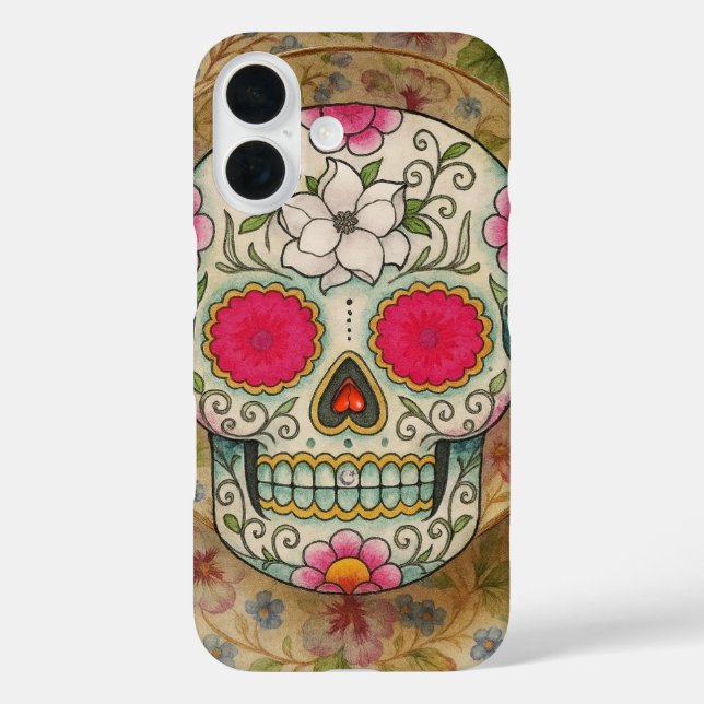 Tea Cup Sugar Skull Case-Mate iPhone Case (Back)