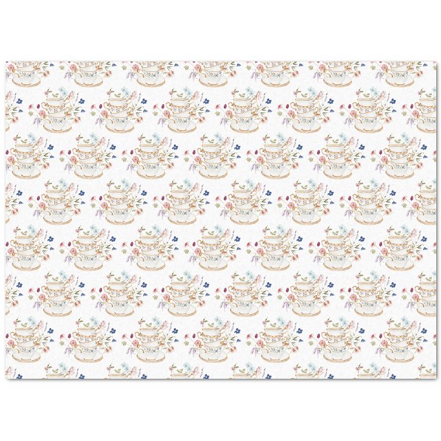 Tea Cup Tissue Paper (Wildflower White Tea Cup Party Tissue Paper by Painted Paperie
)