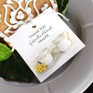 Tea Cup with Yellow Daisies Wedding Favour Tags