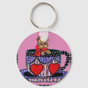 Tea Cup Yorkie Key Chain