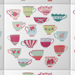 Tea Cups Modern Retro Tile<br><div class="desc">A modern take on pretty vintage retro bone china or porcelain tea cups.  Original art by Nic Squirrell.</div>
