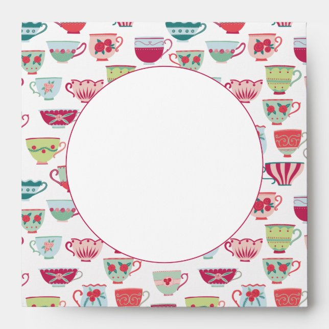 Tea Cups Modern Vintage Envelope (Front)