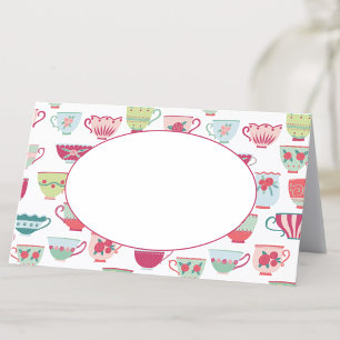 Tea Cups Modern Vintage Place Card