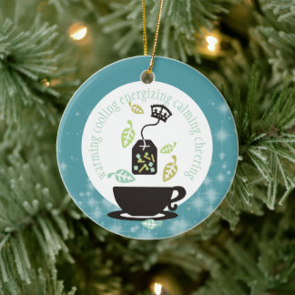 Tea cures everything teabag teacup Christmas Ceramic Tree Decoration