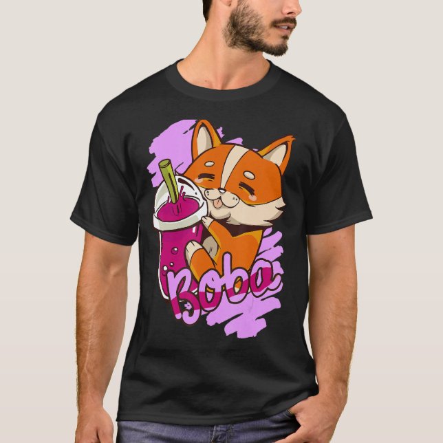tea cute animation boba T-Shirt (Front)