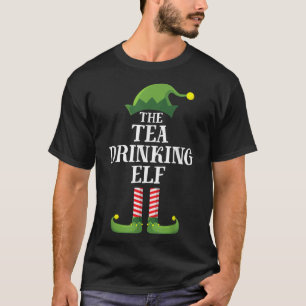 Tea Drinking Elf Matching Family Group Christmas P T-Shirt