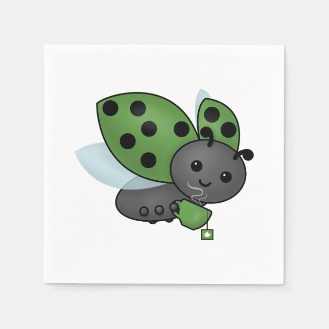 Tea Drinking Ladybug Napkins (Front)