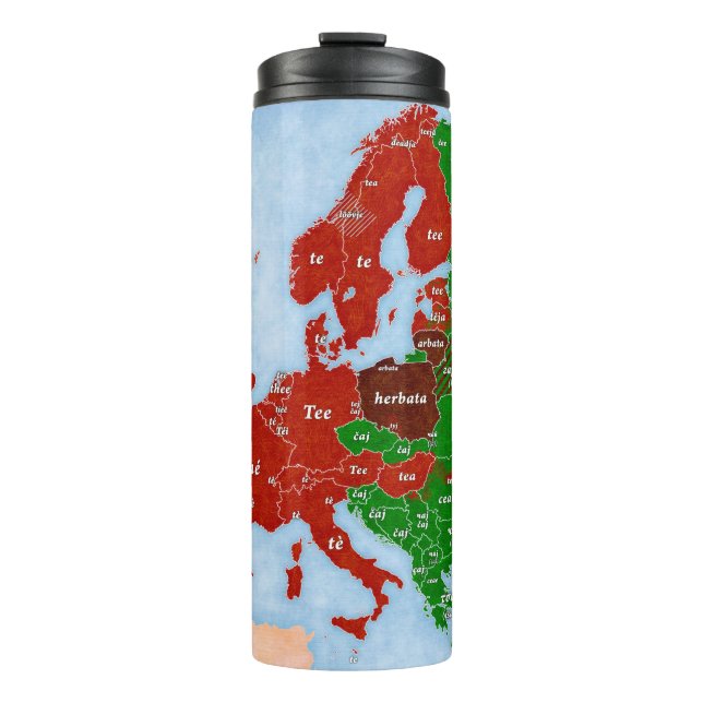 Tea Europe Linguistic Map Thermal Tumbler (Front)