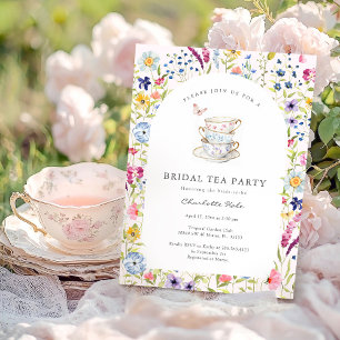 Tea Floral Watercolor Bridal Shower Invitation