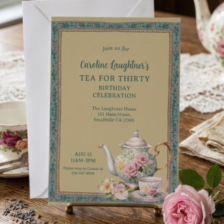 Tea For Thirty Flower Garden Birthday Invitation