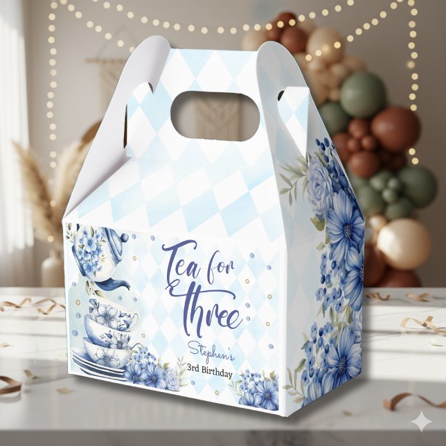 Tea for three, third birthday brunch for kids favour box (Creator Uploaded)