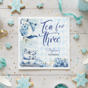 Tea for three, third birthday for kids napkin