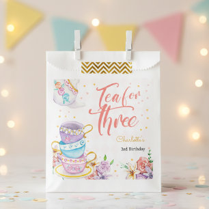 Tea for three, third tea birthday favour bags