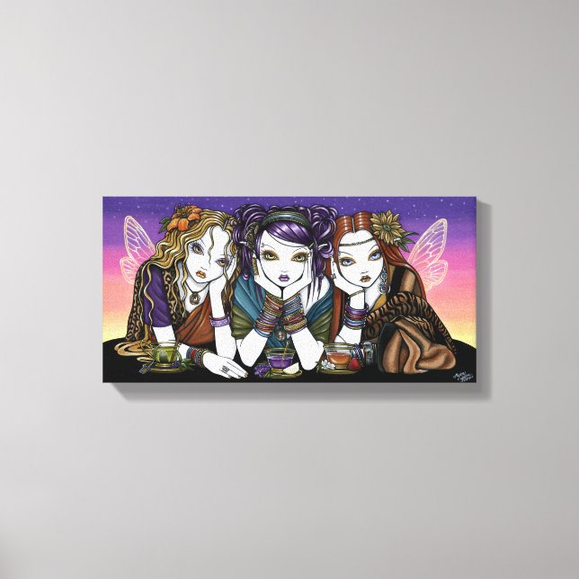 Tea For Three Urban KiKi Party Fairies Canvs Print (Front)