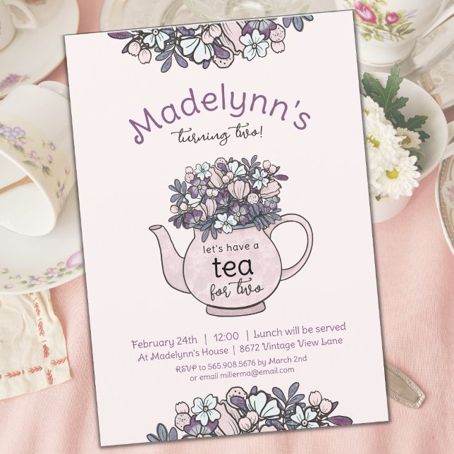Tea for Two 2nd Birthday Party Invitation (Creator Uploaded)