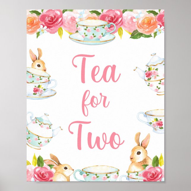 Tea for Two 2nd Birthday Tea Party Sign (Front)
