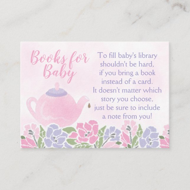 Tea for Two Baby Shower Bring a Book Card (Front)
