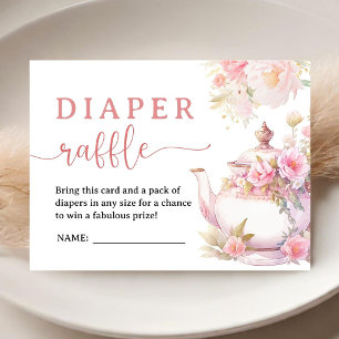 Tea for Two Baby Shower Tea Party Diaper Raffle Enclosure Card