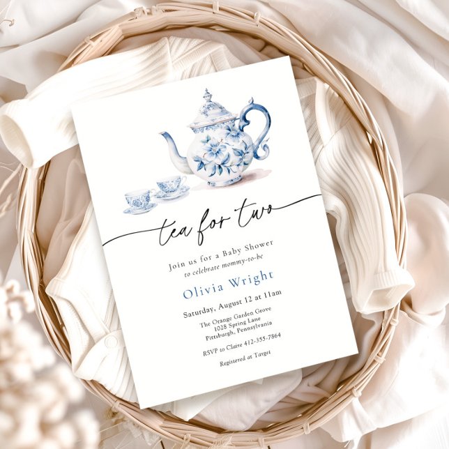 Tea for Two Baby Shower Tea Party  Invitation (Creator Uploaded)