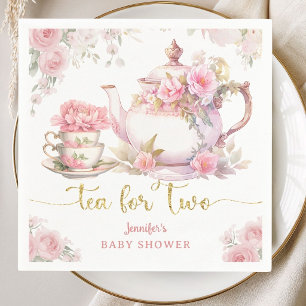 Tea for Two Baby Shower Tea Party Pink Floral Napkin