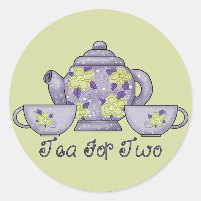 Tea For Two Classic Round Sticker (Front)