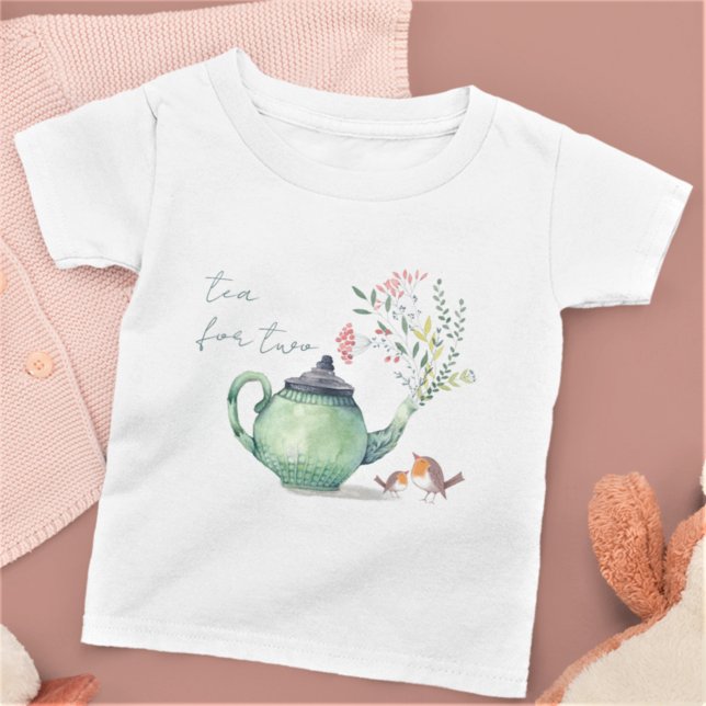 Tea for Two | Cute Teapot & Baby Birds Baby T-Shirt (Creator Uploaded)