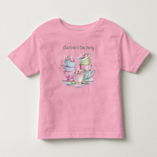 Tea for Two Elegant Girl's Birthday Party Toddler T-Shirt (Front)