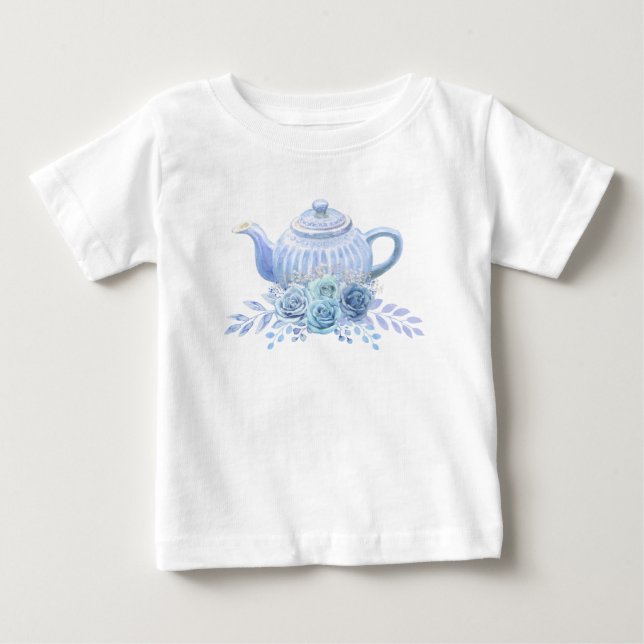 Tea for Two – Floral 2nd Birthday Party Baby T-Shirt (Front)