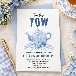 Tea for Two – Floral 2nd Birthday Party Invitation